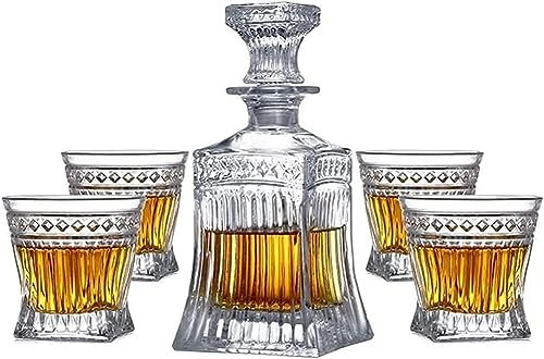 DEFBOW Decantador de Whisky Decantador de Vino Decantador de Whisky de Cristal Juego de decantador de Whisky de 500 ml