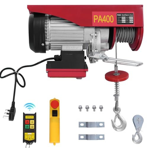 ANGDI Paranco Elettrico, paranco Elettrico da 980 W con Telecomando Wireless e Due modalità di Sollevamento, 400 kg, Altezza di Sollevamento 12 Metri, Adatto per Garage, Magazzini
