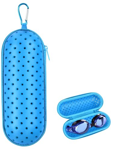 DIELOVEHUA Schwimmbrille Etui, Swim Brillenetui, Brillenetui mit Karabiner und Ablaufloch, Brillenetuis Hardcase, Unisex Schwimmbrillenetui