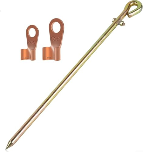 Aprilsunnyzone Erdungsstab-Set mit kupferummanteltem Stahlstab und flexiblem isoliertem Erdungsdraht, geeignet für Generator, für Solarzaun und Antennenerdung (1 Stück)