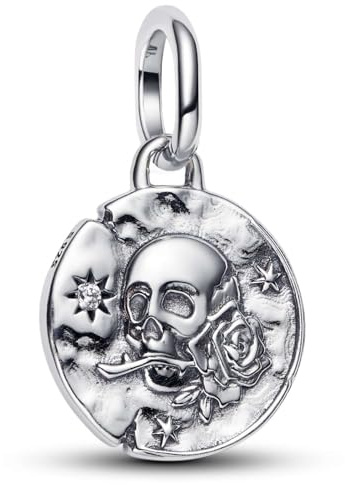 MSPOVOF Crâne rose Charms Pendentif en argent sterling 925 compatible avec bracelet et collier Cadeau pour femmes