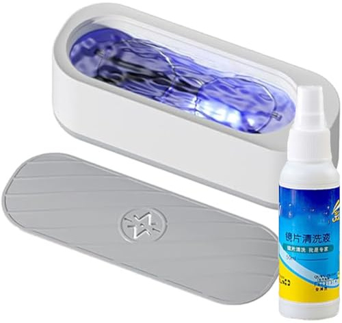 Ultrasonic Glasses Cleaner,Rechargeable Eyeglass Cleaner Machine with Liquid,Fast Deep Cleaning for Eyewear,Jewelry