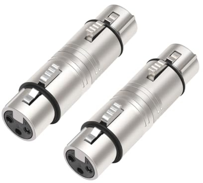 Asyduey 2er-Pack XLR-Buchse auf Buchse, 3-Polige XLR-Buchse auf 3-Polige XLR-Buchse, Gender-Changer-Anschluss für Mikrofon, Stereo, Mischpult