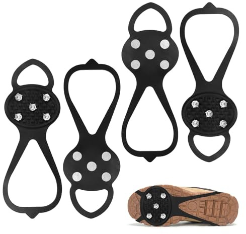 2 Paar Anti-Rutsch Schuhspikes, Spikes für Schuhe Winter mit 5 Zähne, Grödel Steigeisen leichte, Universal Spikes Schuhe Schuhkrallen für Mann Frau, für Wandern Outdoor Schnee EIS