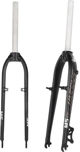 KUNYOS 26/27 Starre MTB-Fahrradgabel, 5 Zoll, 1-1/8 Zoll Superleichte Aluminium-Fahrradgabel, Disc/V-Bremse, Schnellspanner Alu-MTB-Gabel,Grau,27inch