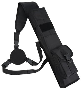 AHOSOUTLY Adjustable Lightweight Archery Back Quiver - 24-30 Arrow Capacity with Molle System & Large Storage Pocket, Three-Point Harness for Bow Hunting and Target Practice(Black) (Black)