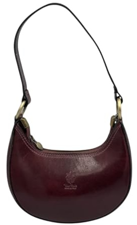 Borsa Donna in Vera Pelle Made in Italy – Mini Shoulder Bag Artigianale con Zip, Elegante e Compatta – Colori Vari (Bordeaux)