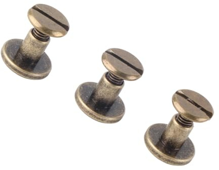 Dioche 0,8 Cm Bras20pcs Cabeza Plana Tornillos de Cobre y Latón Tuercas Remaches Accesorio de Tapa de Cuero para Bricolaje y Reparación (latón 2)