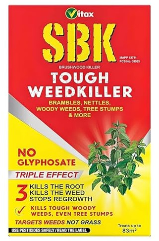 SBK Brushwood Killer, Tough Weedkiller for Brambles, Nettles, Woody Weeds & Tree Stumps, Kills the Root & Weed Not Grass, Prevents Regrowth, Glyphosate-Free Solution (250ML)
