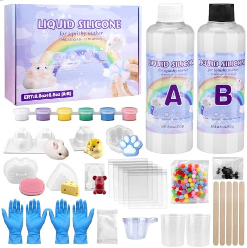 Silicone liquido per Taba Squishy Kit, 500 g rapporto 1:1 AB misto gomma siliconica super morbida per lanciare zampe di gatto, antistress, modellatura criceti, regalo di decompressione, artigianato