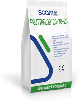 FruttafIor 20-20-20 | Concime Idrosolubile Professionale NPK - Microelementi Chelati EDTA – Fertilizzante Fogliare | per Orto - Frutteto - Vigneti - Colture Intensive | Alta Solubilità - 2 Kg