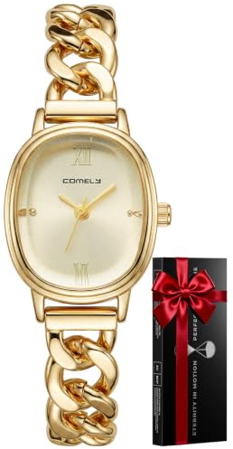 CIVO Armbanduhr Damen Stilvoll Oval: Analog Quartz Wasserdicht Edelstahl Uhren - Einfach Modische Geschenke für Mama Frau Freund