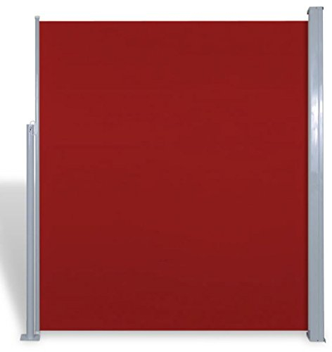 tidyard Seitenmarkise Seitenrollo Markise Ausziehbar Seitenwandmarkise Windschutz & Sichtschutz Stahlrahmen 160 x 300 cm Rot für Terrasse oder Balkon