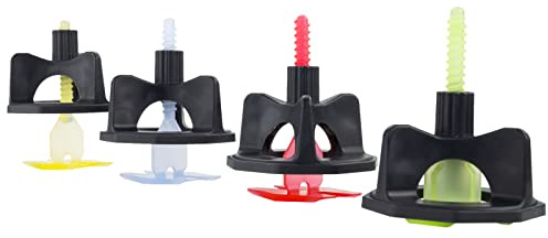 250-tlg (50+200) Fliesen-Nivelliersystem Set (Auswahl 1-1,5-2-3 mm in versch. Mengen), Verlegehilfe Gewindehauben + Zuglaschen, Fliesen Werkzeug