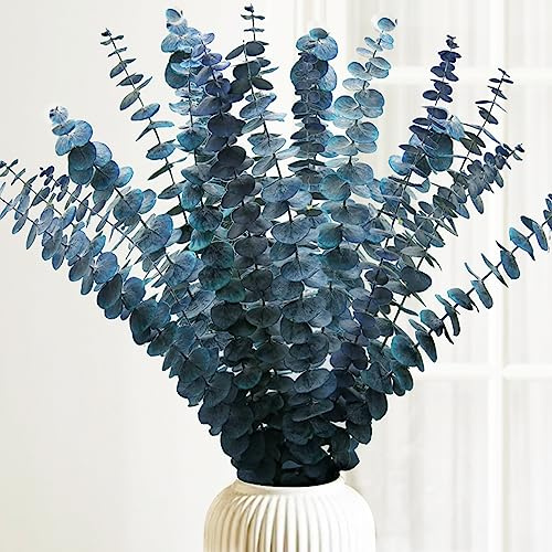 Preserved-Dried-Eucalyptus-Stems,16-17 Natural Blue-Green Eucalyptu Plant Live Fresh, Real Eucalyptus Branches Leaves for Shower Spa, Blue Dried Flowers for Vase Fillers, Home Decor & Wedding (16Pcs)