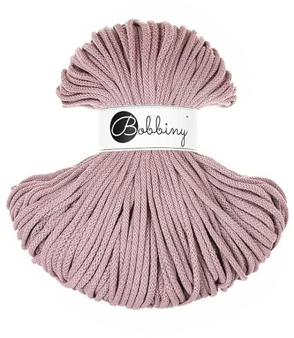 Bobbiny Premium Cords 5 mm - Rope-Garn 100 m 100% Baumwolle (Mauve)