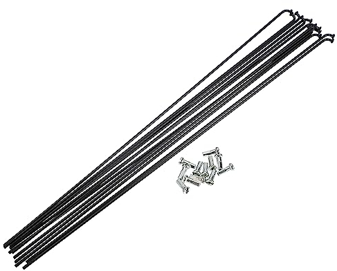 QUARKZMAN 12 Uds 14g J Bend 286mm Radios con Cabecillas para Bicicleta, Negro