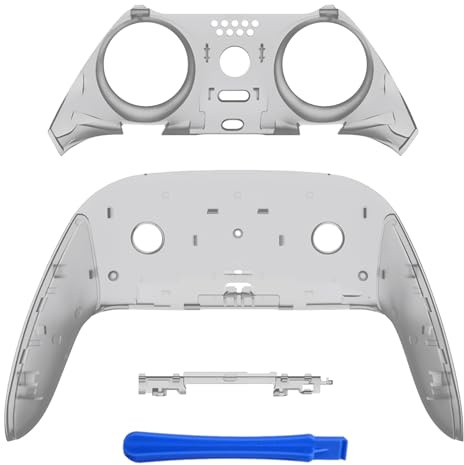 eXtremeRate Top Bottom Decorative Trim Shell Compatible with ps5 Edge Controller DIY Replacement Front Back Clip Shell, Custom Clear Black Plates Cover Compatible with ps5 Edge Controller