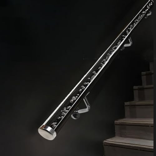 JLXJYS Indoor Outdoor Staircase Handrail, Clear Acrylic Wall Mounted Hand Railing, 3ft/4ft/5ft/6ft/10ft/12ft/14ft/20ft, Home Loft Front Porch Stairs Banister Support Rod (Size : 350cm(11.5ft))