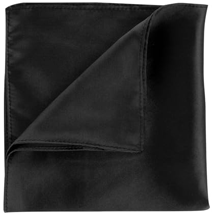 WLLHYF Pañuelos cuadrados de bolsillo de seda para hombre, color sólido, 13.7 x 13.7 pulgadas, suaves, preplegados, pañuelos blancos, accesorios de traje para bodas y fiestas, Negro, Taille unique
