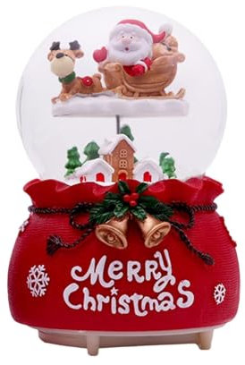 Carillon natalizio, palla di neve musicale con Babbo Natale, decorazione natalizia, sfera di illuminata a batteria con cambio colore per la decorazione domestica