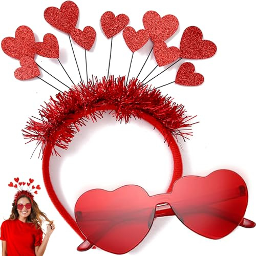 TLDNZXY Herz Haarreif Rot Herz Sonnenbrille Amor Kostüm Accessoires Damen