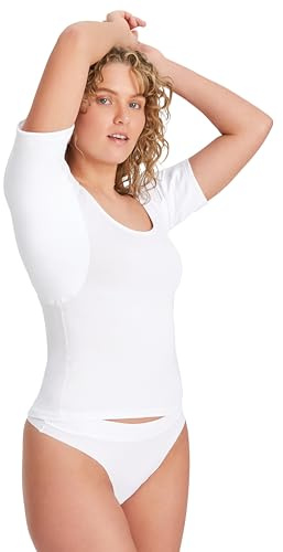 FINN Maglia Intima Anti-Sudore Donna con Assorbenti Ascellari Contro Sudorazione Eccessiva - Canottiera Antisudore con Protezione Garantita Contro Macchie di Sudore e Cattivo Odore Bianco XS