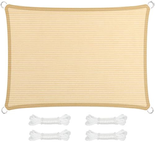 Vela Ombreggiante Traspirante Rettangolare 150 x 400 cm, Protezione Solare e Uv, Antistrappo, Traspirante, Antivento, Vele Parasolerete Ombreggiante, per Balcone, Terrazza, Beige