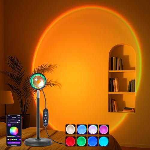 Kangtaixin Sunset Lamp - Lámpara de Puesta de Sol RGB - Control por Aplicación USB Proyector LED 180 ° Giratorio Luz de Ambiente Romántica Visión, Adecuada para Fotografía, Selfie
