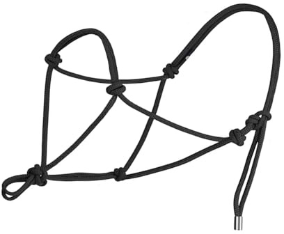 Cabestro de cuerda para caballo, cabestro universal con nudos ecuestres, de poliéster, para exteriores, para entrenamiento de tracción, color negro