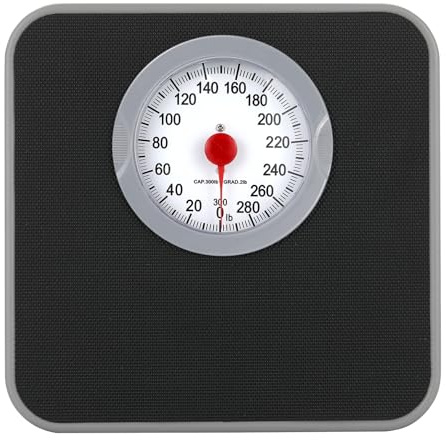 ONGTEED Analog Scale for Body Weight, Mechanical Bathroom Scale, 300lb Analog Weight Scale, Dial Scale with Wider and Thicker Anti-Slip Platform, Simple Calibration, No Battery Required