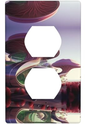 Phayah Placa de pared dúplex con patrón de construcción virtual, tamaño estándar, policarbonato termoplástico, cubiertas de enchufe dobles