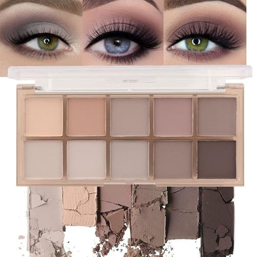 TESGADGETS 10 Farben Matte Nude Lidschattenpalette, Make-up für reifere Frauen, Nude Braun Taupe Neutral Matte Cream Smokey Mini Lidschattenpalette, Kontur-Make-up-Paletten