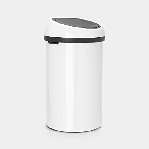 Brabantia Touch bin 60L with Lid in White/Grey, 58 x 28 x 28 cm