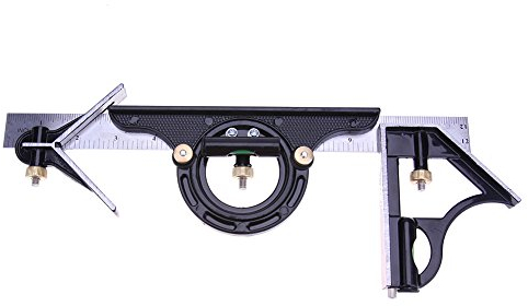 12 Inch Adjustable Combination Angle 45 Degree Right Protractor Square Set,Adjustable Sliding Combination Square Ruler & Protractor Level Measure Measuring Set, Inch/Metric