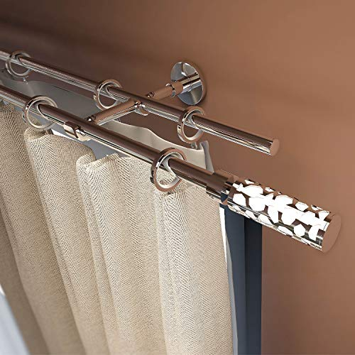 Gcurtain Curtain Rod Curtain Pole Double Rod Set Extendable Easy Install Heavy-Duty Mirror Designed Finial Diameter 5/8 - 3/4 (16-19 mm) Honeycomb White / 66-120 (170-310cm)