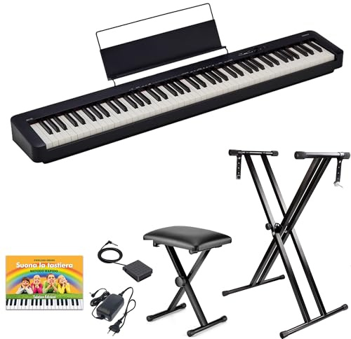 CASIO CDP-S110 Piano Digitale 88 Tasti Pesati, stand con ghiera e panchetta con altezza regolabile ffalstaff ®, alimentatore e pedale, E-Book di melodie celebri per Casio