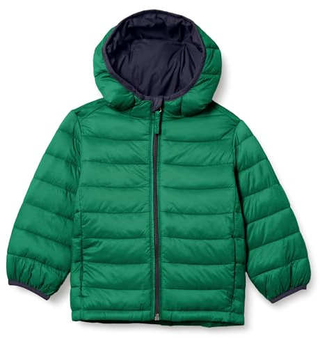 Amazon Essentials Boys' Lightweight Water-Resistant Packable Hooded Puffer Jacket, Insulated, Green, Large