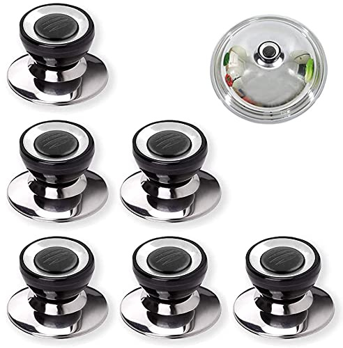 Qanye 6 Stücke Topfdeckelknopf, Pfannendeckel Knopf, Kochgeschirr Deckelknopf, Edelstahl Topfdeckelgriffe, mit 6 Schrauben und 6 Unterlegscheiben, für Meisten Topfdeckel Ersatzknöpfe Verwendet