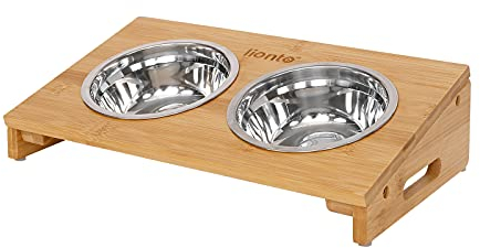 lionto Ciotola rialzata per cani con supporto in bambù, Mangiatoia Cani, Mangiatoia rialzata Animali domestici