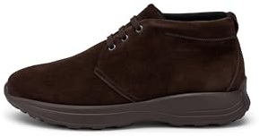 Frau, Stivaletto Casual Uomo in Morbida Pelle Scamosciata Marrone, Con Laccio Cerato e Pull Up in Tessuto sul Retro, Suola in Gomma XL Ultra Leggera e Flessibile, 43, Made in Italy