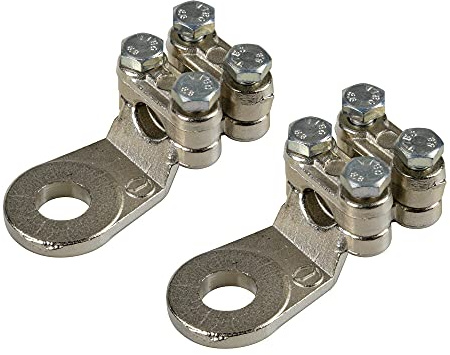 Lampa 69928 Set 2 pz capicorda di Potenza in Ottone nichelato, con Fissaggio Cavo a Doppia Piastrina - Sezione 70 mm², Foro 12 mm