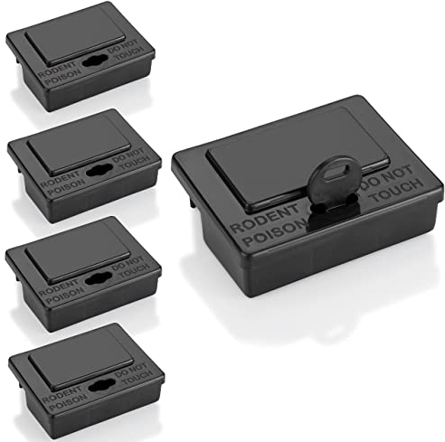 Set Köderbox für Mäuse I Sichere Mäuseköderbox für Mäusegift I Köderstation zum Auslegen von Mäuseköder I Wühlmaus, Maus effektiv im Garten bekämpfen (5, schwarz) (5)