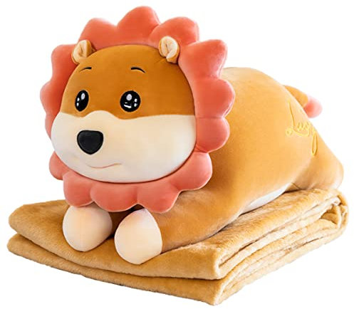 2 in 1 Multifunktionales Schöner und Niedlich Plüschtier Warm Nap Decke Niedlich Plüschtier mit weichem Blanket Set Für Büro Nickerchen Autoreisen Rückenlehne Kissen