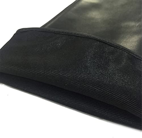 Damen-Handschuhe aus Schaffell, Leder, lange Handschuhe, schwarz, dünnes Futter, 6 1/2