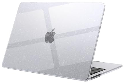 eleger Hülle kompatibel mit MacBook Air 13 Zoll M5 A3449 M4 A3240 M3 A3113 M2 A2681, erschienen 2026 2025 2024 2022, Harte Case für Mac Book Air 13,6, Glitzerklar
