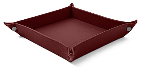 eglooh - Iris - Taschenleerer aus echtem Leder Bordeaux Rot - Schreibtisch-Organizer mit modernem Design - Ablagefach für Schlüssel, Münzen, Schmuck - cm 18 x 18 - Made in Italy