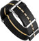 WatchGecko Swiss Quality Signature Military Nylon Watch Strap. Nylon Mens Replacement Watch Band. Rugged, Quick-Drying and Secure Wristwatch Strap for Outdoor Activities. Black & Beige, 20 mm