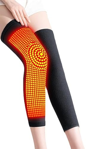 QCHOMEE Self Heating Knee Brace Support Cashmere Knit Knee Warmer Winter Thermal Fleece Compression Knee Wrap Sleeves Treating Knee Injury for Arthritis, Joint Pain Relief, Sports Injury Recovery
