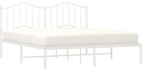 vidaXL Sängram med huvudgavel metall vit 180x200 cm, säng, metallsäng, metall sängram, sängar, metallsängar, metall sängramar, gästsäng, gästsängar